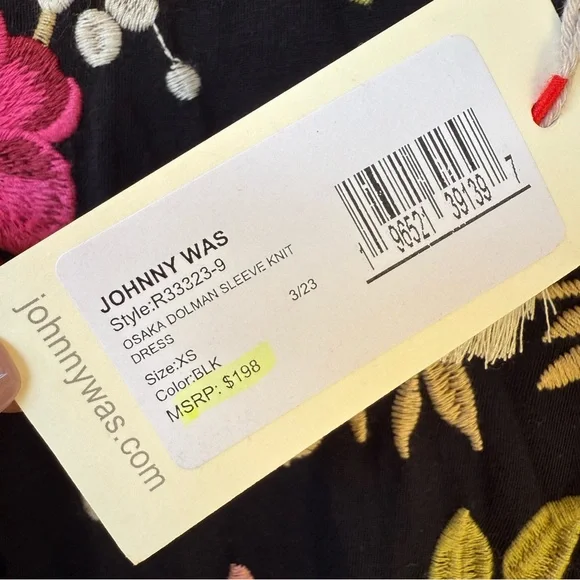 NEW! Johnny Was XS Black Dress with Floral Embroidery NWT RETAIL $198 - Picture 3 of 3
